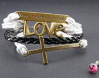 Charm Bracelet Love Bracelet, Cross Bracelet, Black Braided Leather Bracelet White Leather Bracelet
(170 x 135)